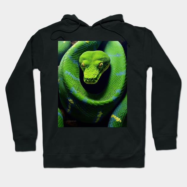 Vivid Realism: The Green Mamba in Oil Hoodie by ABART BY ALEXST 